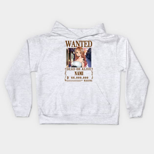 Nami One Piece Wanted Kids Hoodie by Teedream